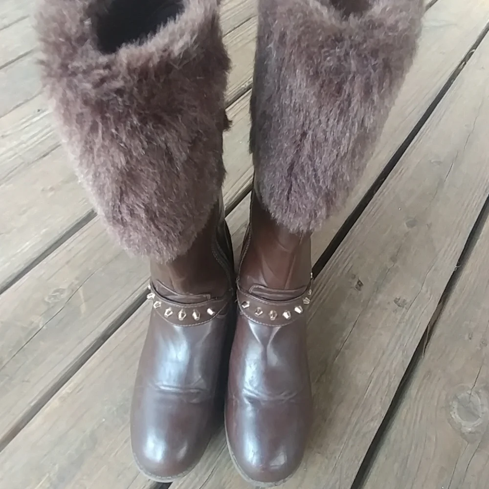 Michael Kors Womens Brown leather harness zip boot